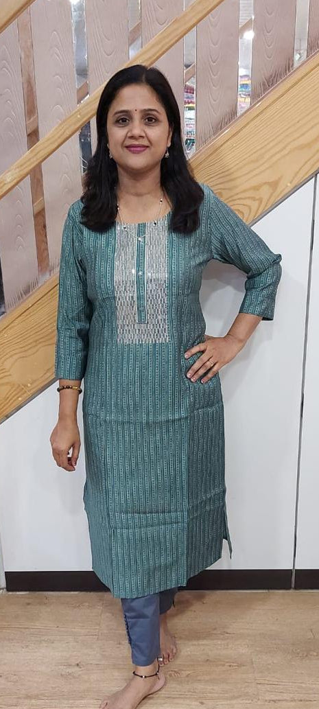 Rama Green Muslin Silk Kurta