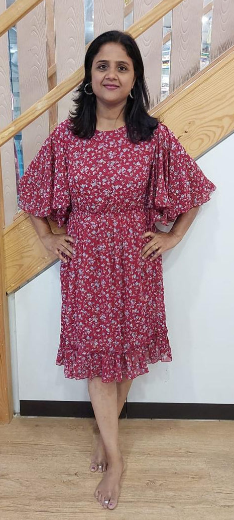 Maroon Knee Length One Piece