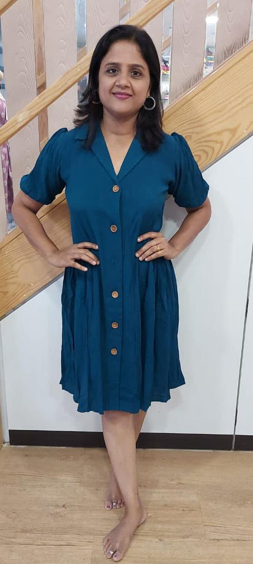 Teal Blue Knee Length One Piece