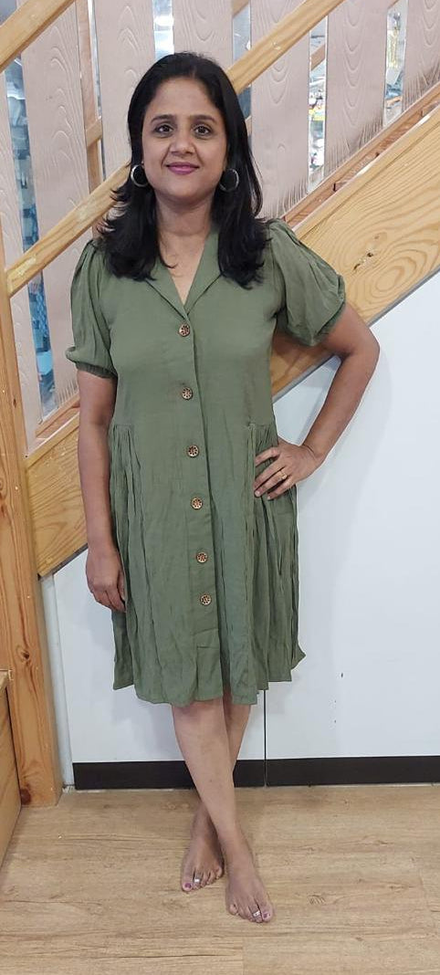Olive Green Knee Length One Piece