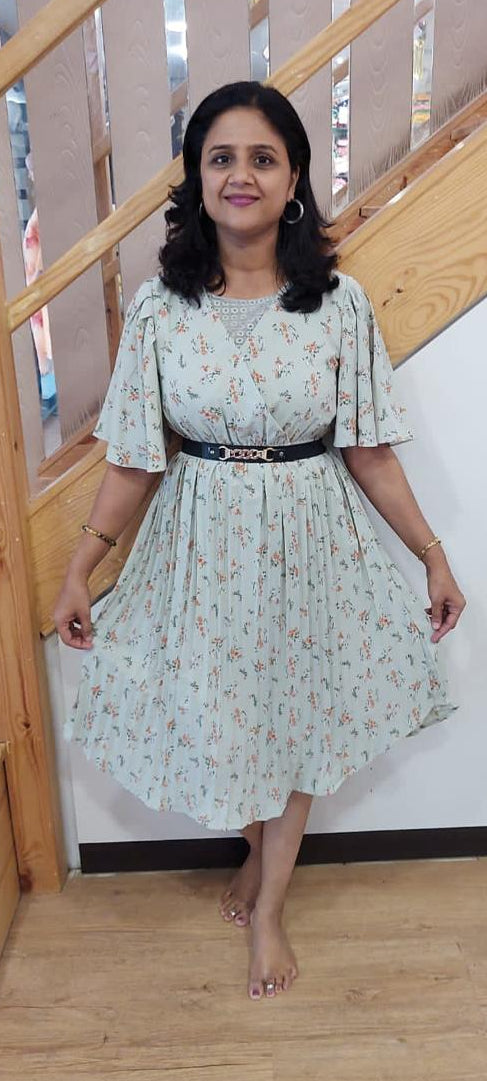 Tea Green Georgette One Piece