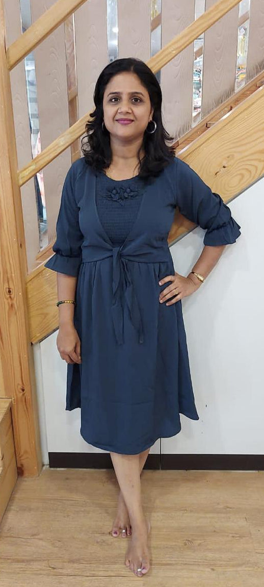 Navy Blue Knee Length One Piece