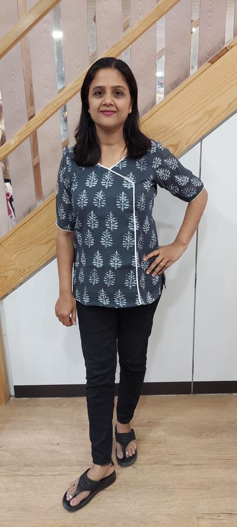 Gray Linen Cotton Short Top