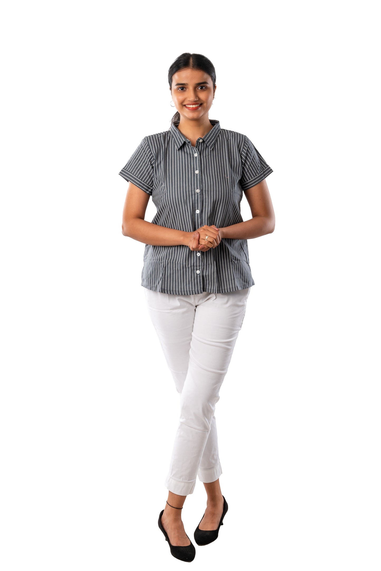 Grey Pure Cotton Half Shirt