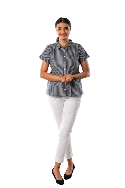 Grey Pure Cotton Half Shirt