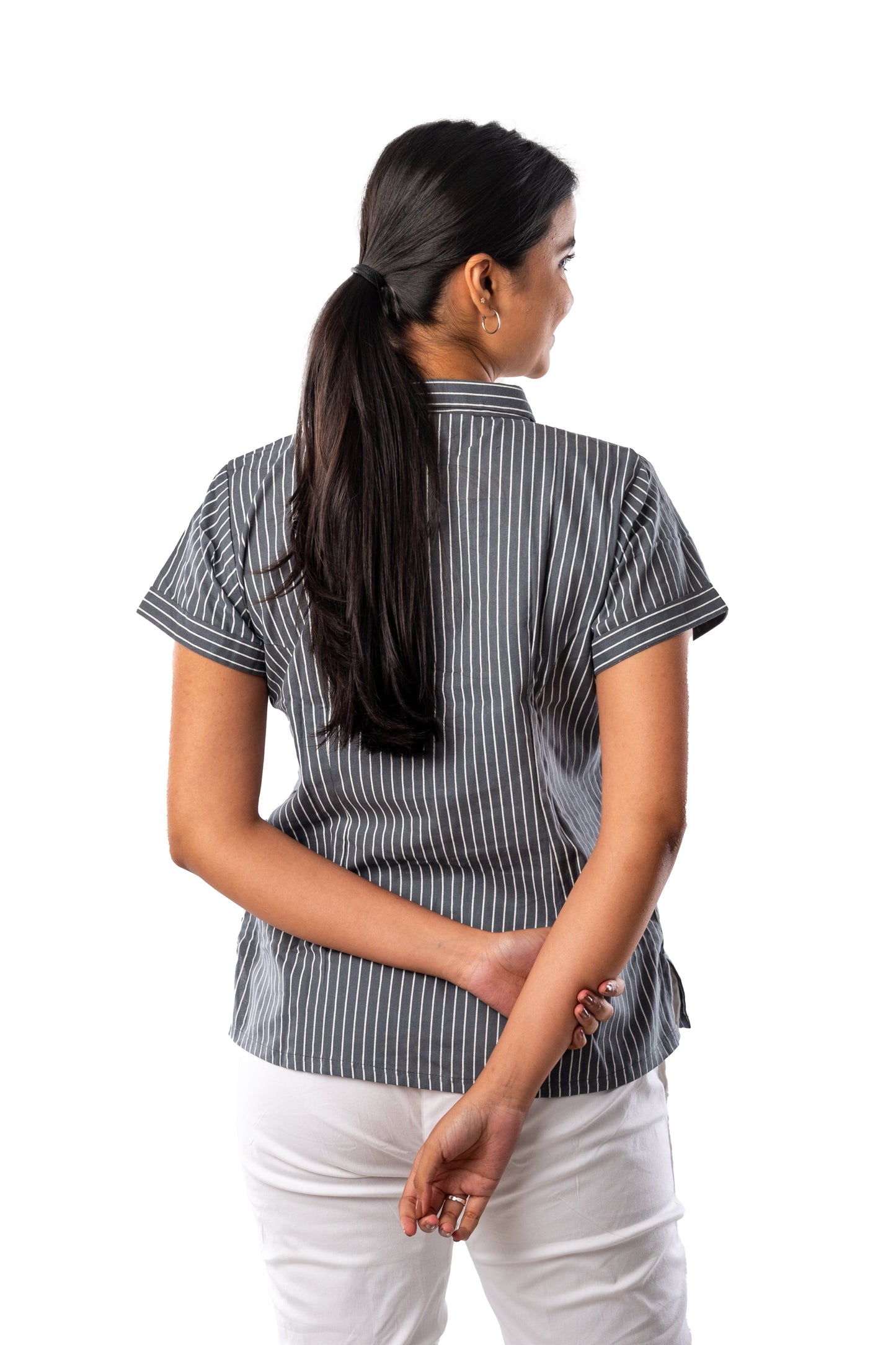 Grey Pure Cotton Half Shirt