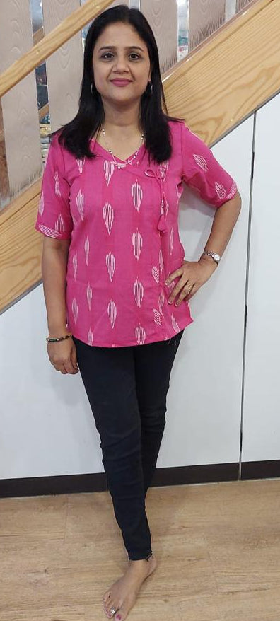 Magenta Cotton Ikkat Short Top