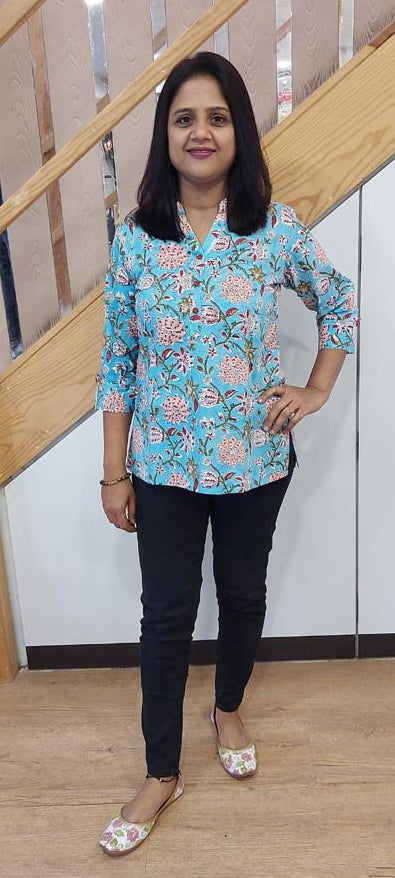 Sky Blue Pure Cotton Short Top