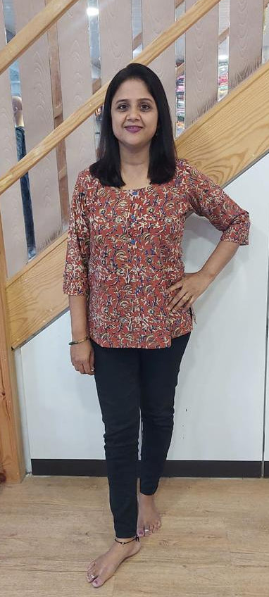 Rust Orange Cotton Kalamkari Short Top