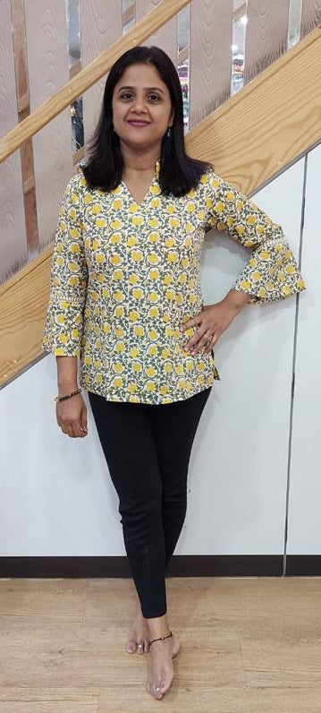 Golden Yellow Pure Cotton Short Top