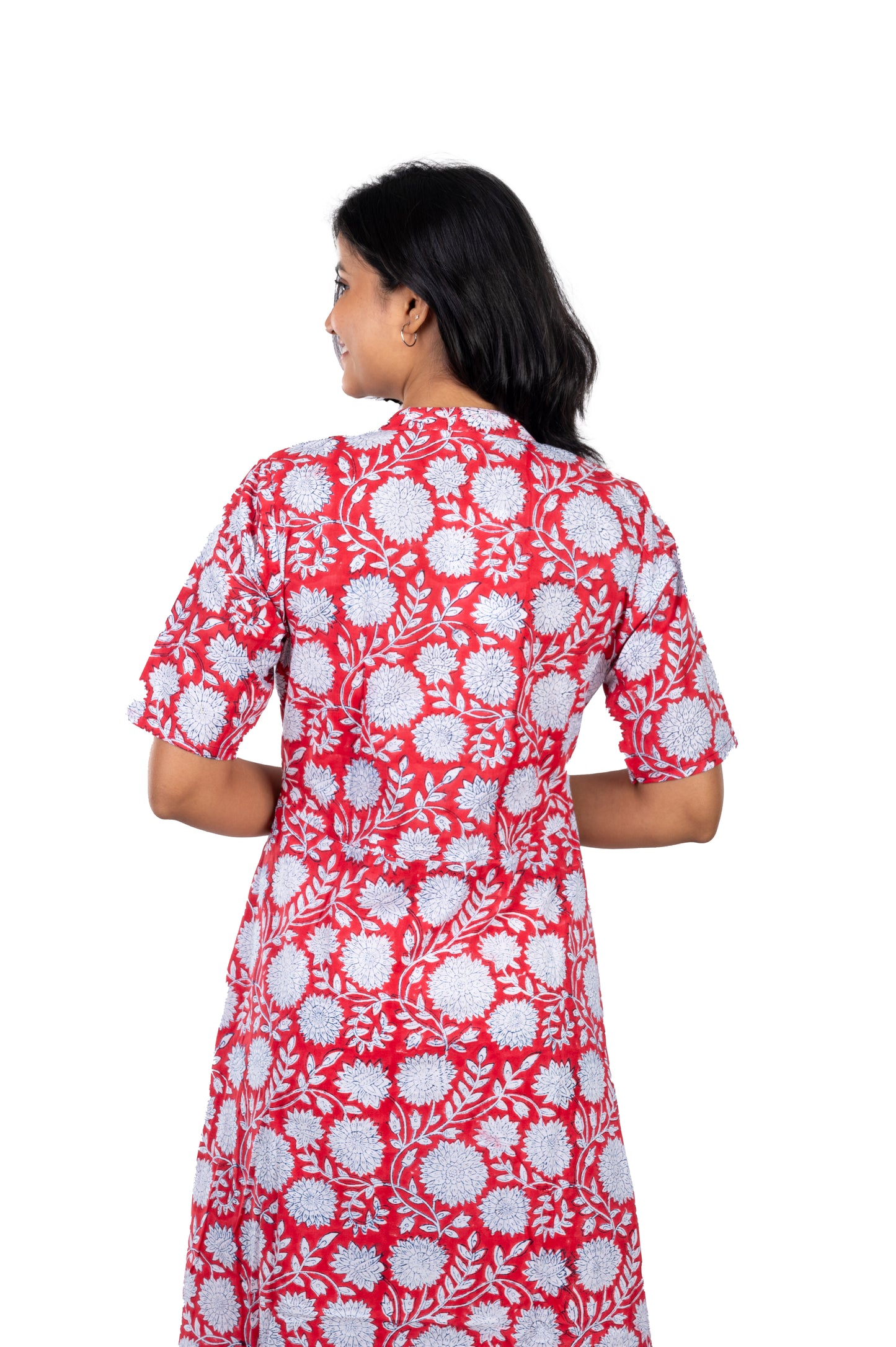 Red Flower Print Pure Cotton One Piece