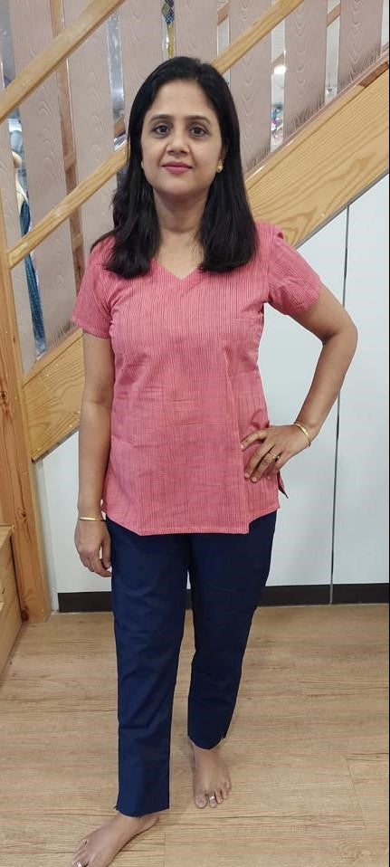 Brink Pink Handloom Cotton Short Top