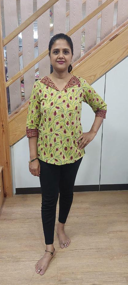 Mehendi Green Cotton Short TOP