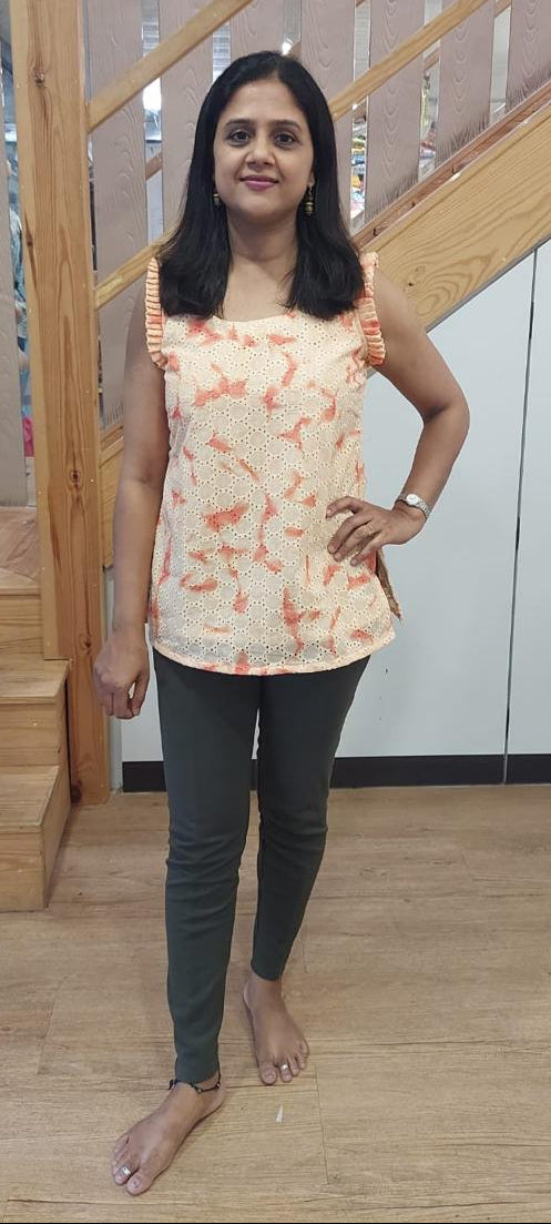 Melon Orange Hakoba Cotton Short Top