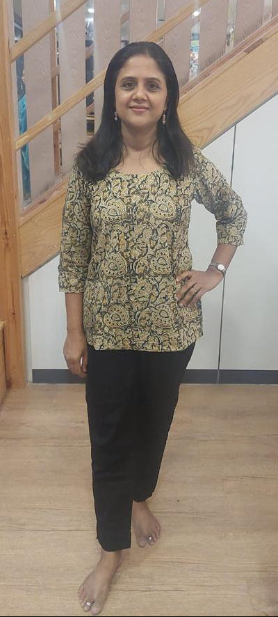 Mehendi Green Cotton Kalamkari Top