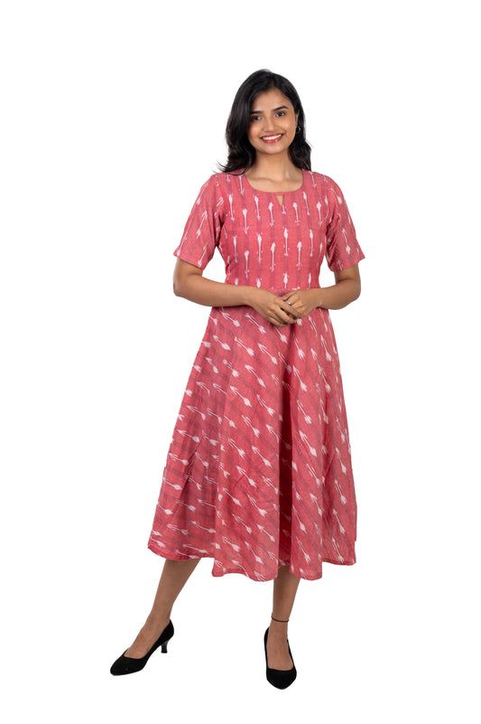 Onion Pink Long Ikkat One Piece