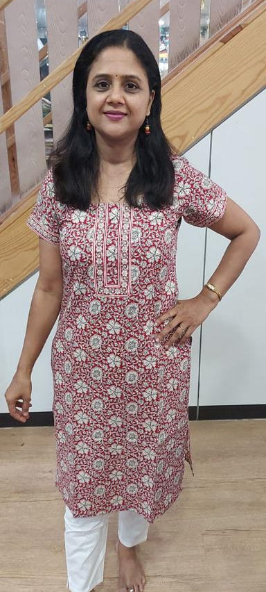 Red Pure Cotton Printed Kurta