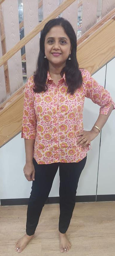 Pink Pure Cotton Printed Shirt