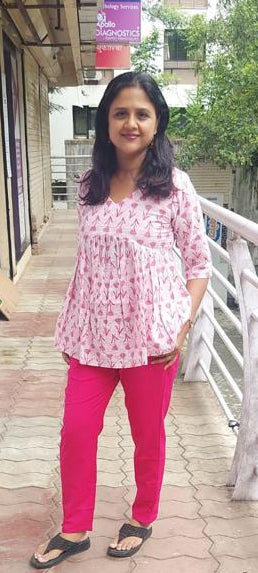 Pink Kantha Cotton Short Top