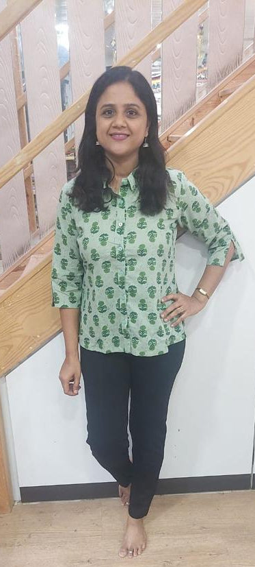Pista Green Pure Cotton Printed Shirt