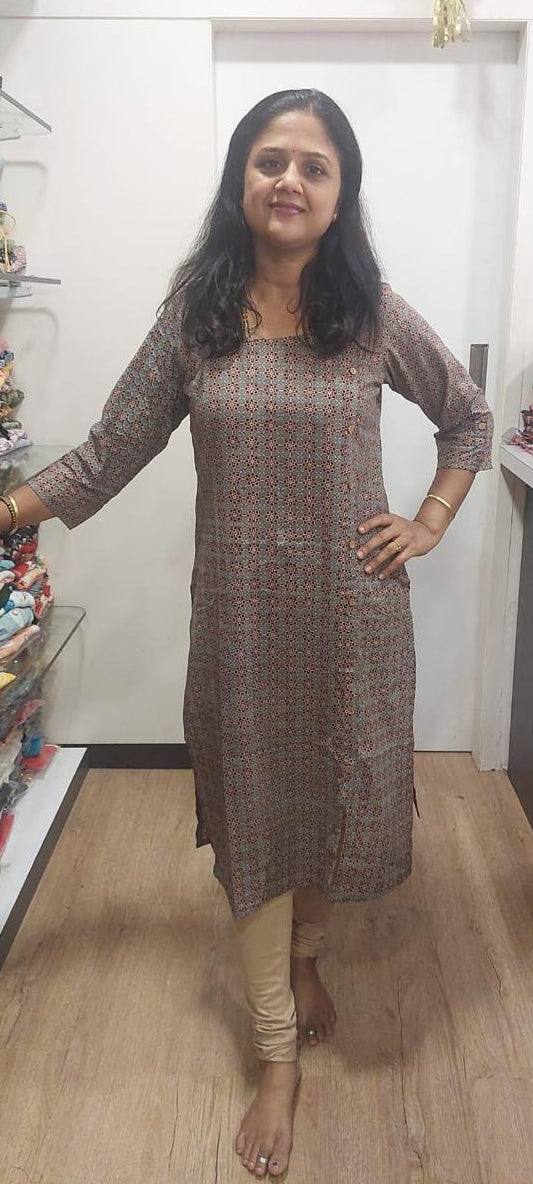 Indigo Ajrakh Cotton Kurta