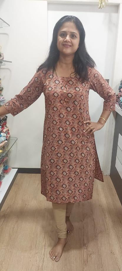 Maroon Ajrakh Cotton Kurta