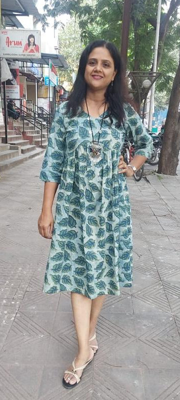 Indigo Pure Cotton Printed One Piece