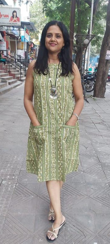 Mehendi Green Pure Cotton Printed One Piece