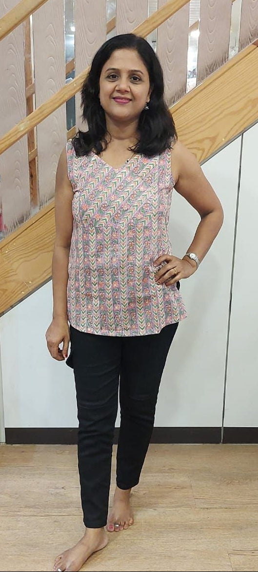 Purple Cotton Sleeveless Short Top