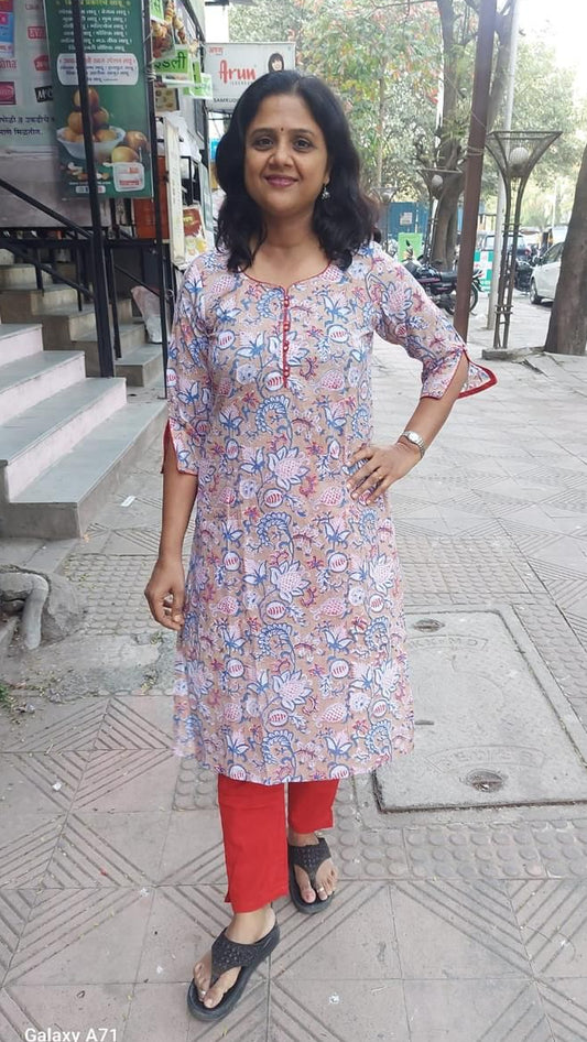 Clay Pure Cotton Printed Kurta