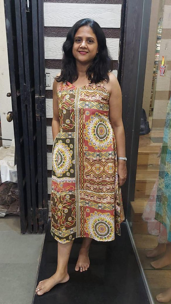 Brown Cotton Lurex  Spaghetti One Piece
