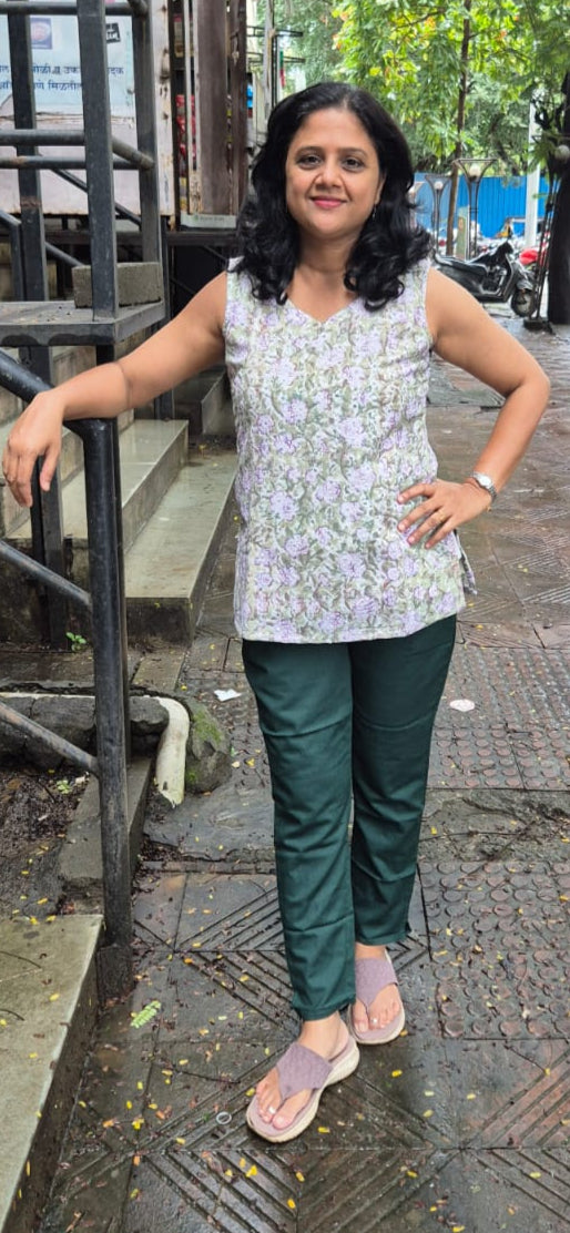Pista Green Hakoba Cotton Short Top