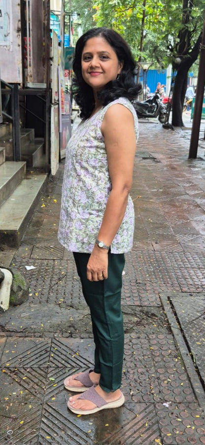 Pista Green Hakoba Cotton Short Top