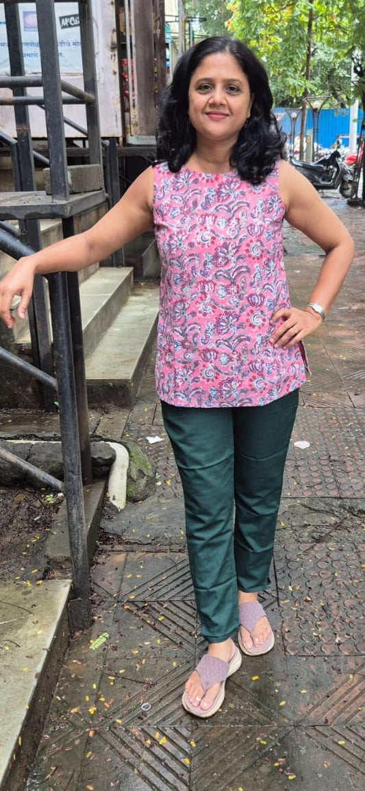 Pink Hakoba Cotton Short Top