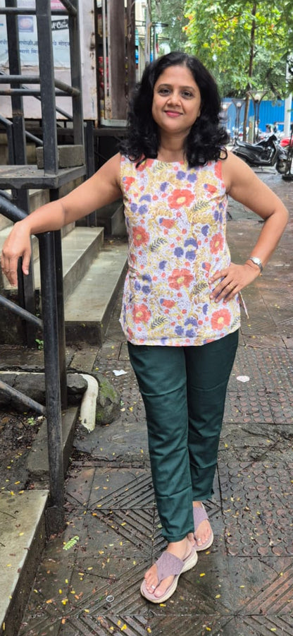 Light Orenge Hakoba Cotton Short Top