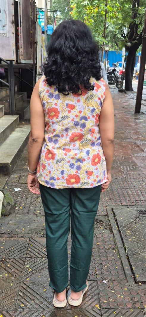 Light Orenge Hakoba Cotton Short Top