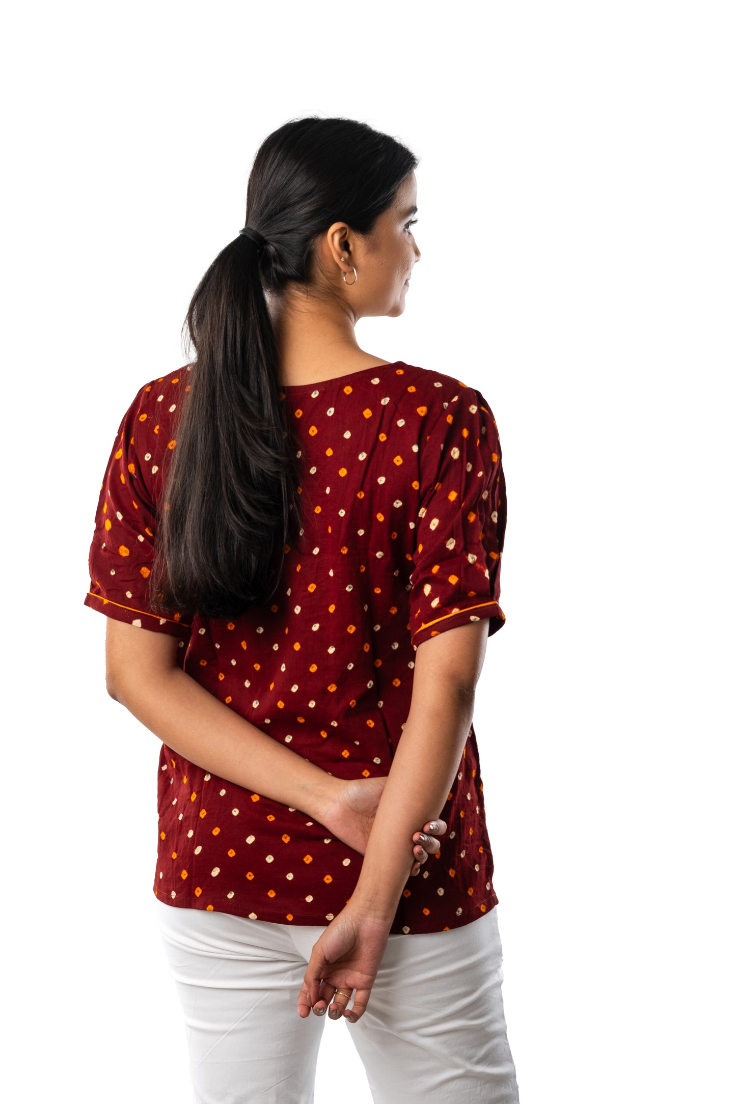 Maroon Bandhani Top