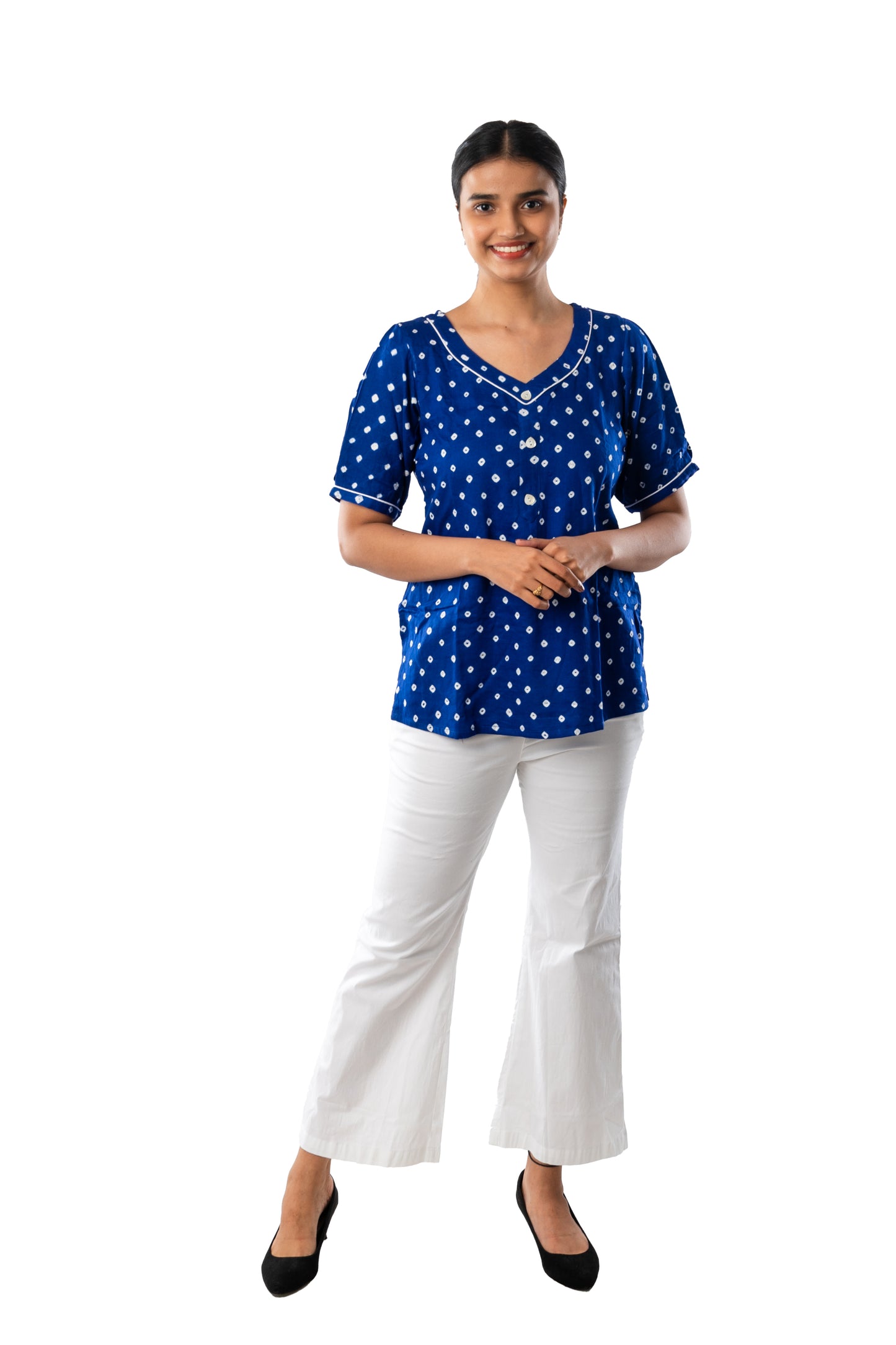 Royal Blue Bandhani Top