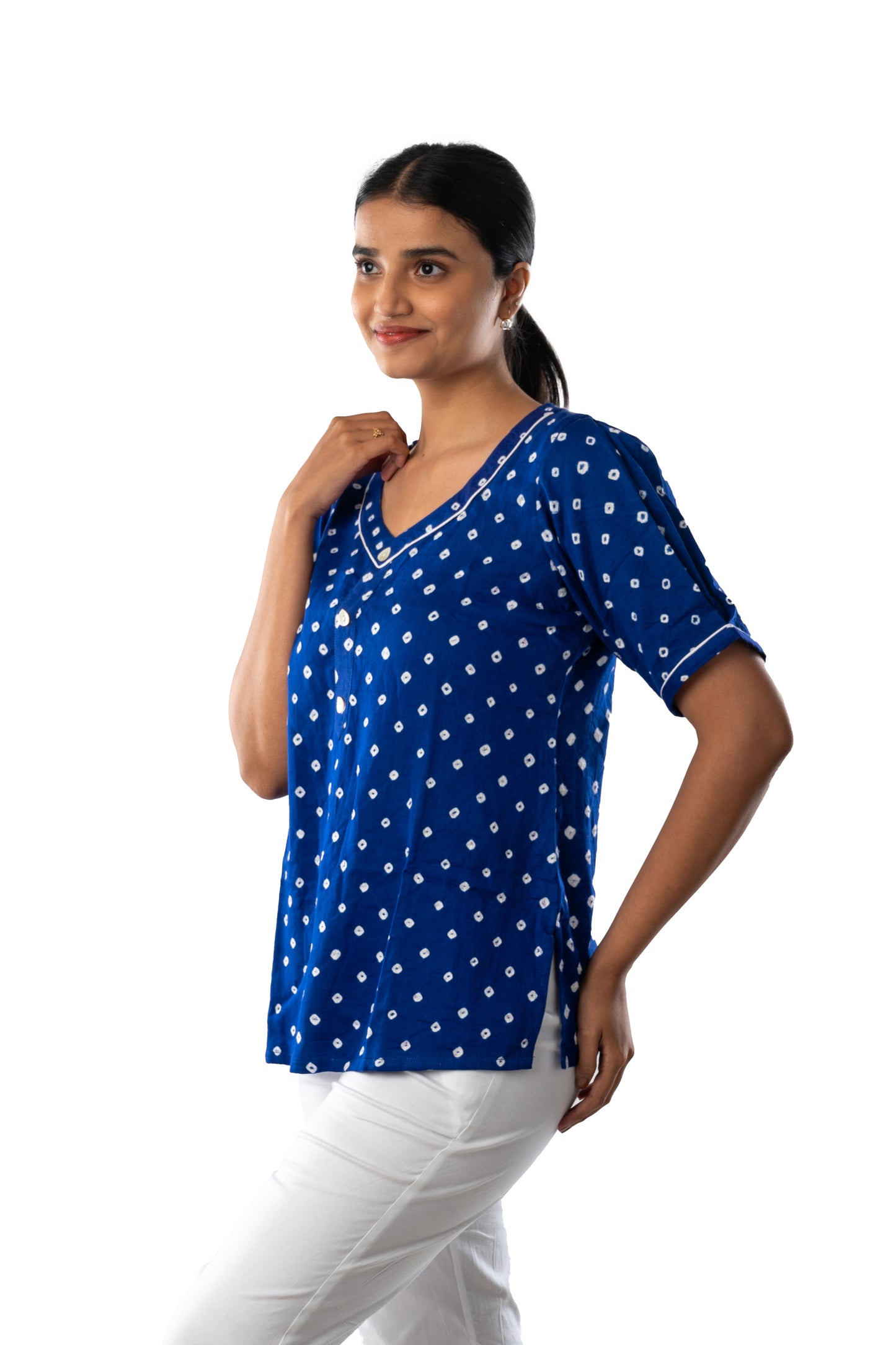 Royal Blue Bandhani Top