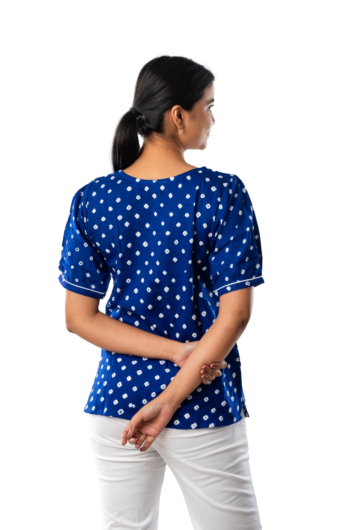 Royal Blue Bandhani Top