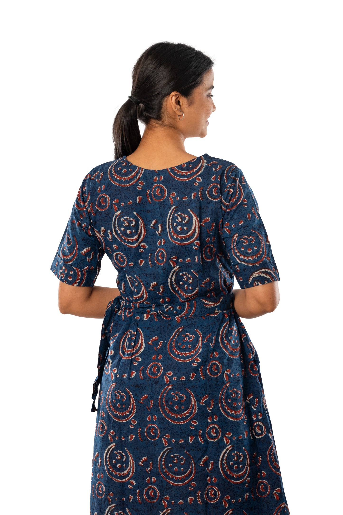 Block Printed Indigo front open One Piece