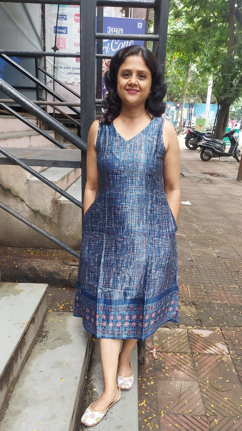 Indigo Mashru Silk One Piece