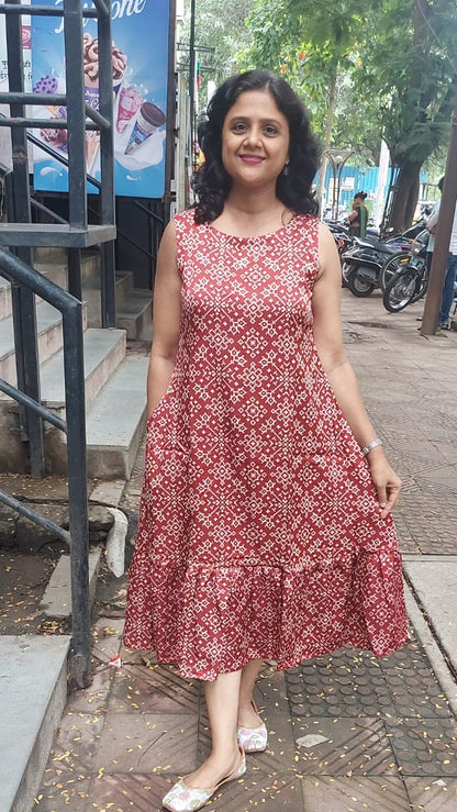 Maroon Mashru Silk One Piece