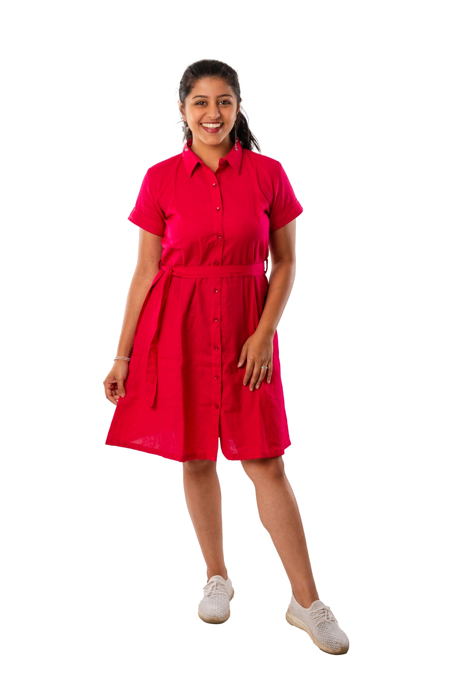 Magenta Flex Cotton  front open One Piece