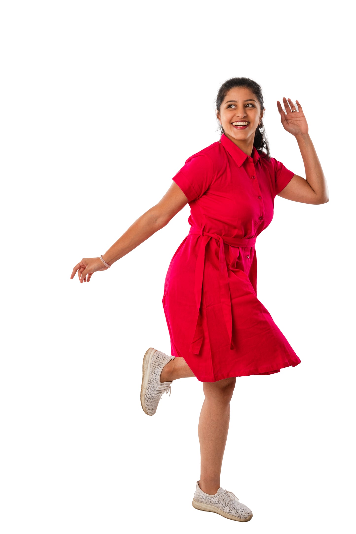 Magenta Flex Cotton  front open One Piece