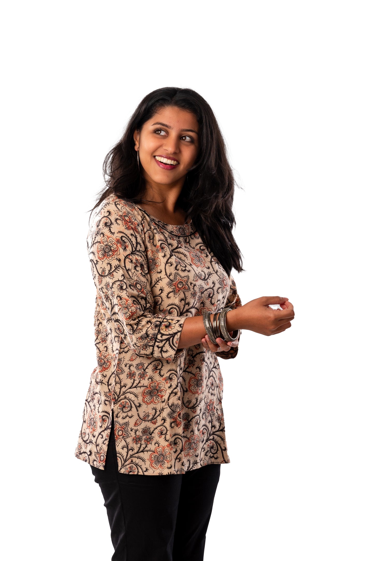 Off White Cotton Silk Kalamkari Top