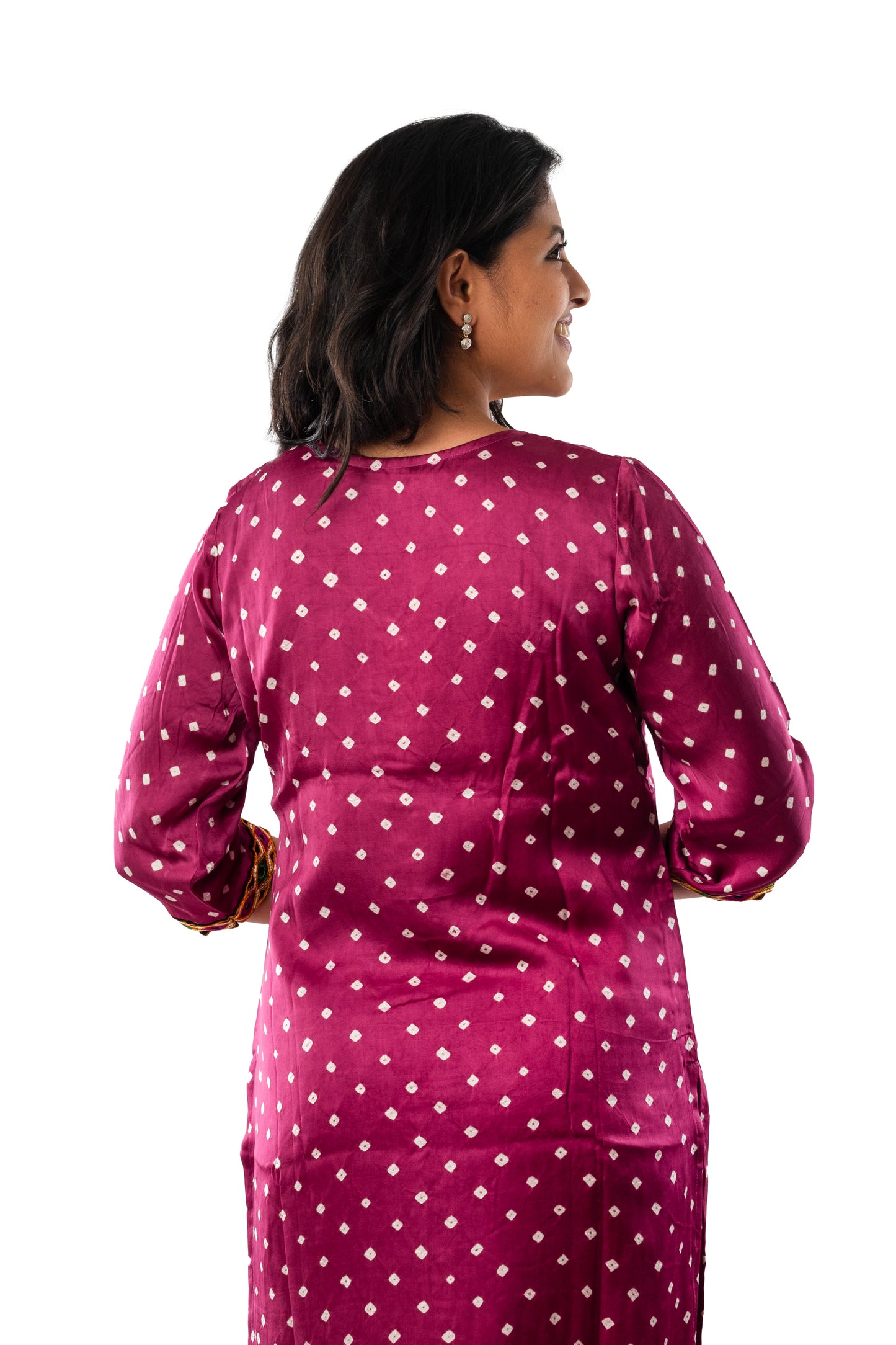 Wine Modal Silk Bandhani Kurta