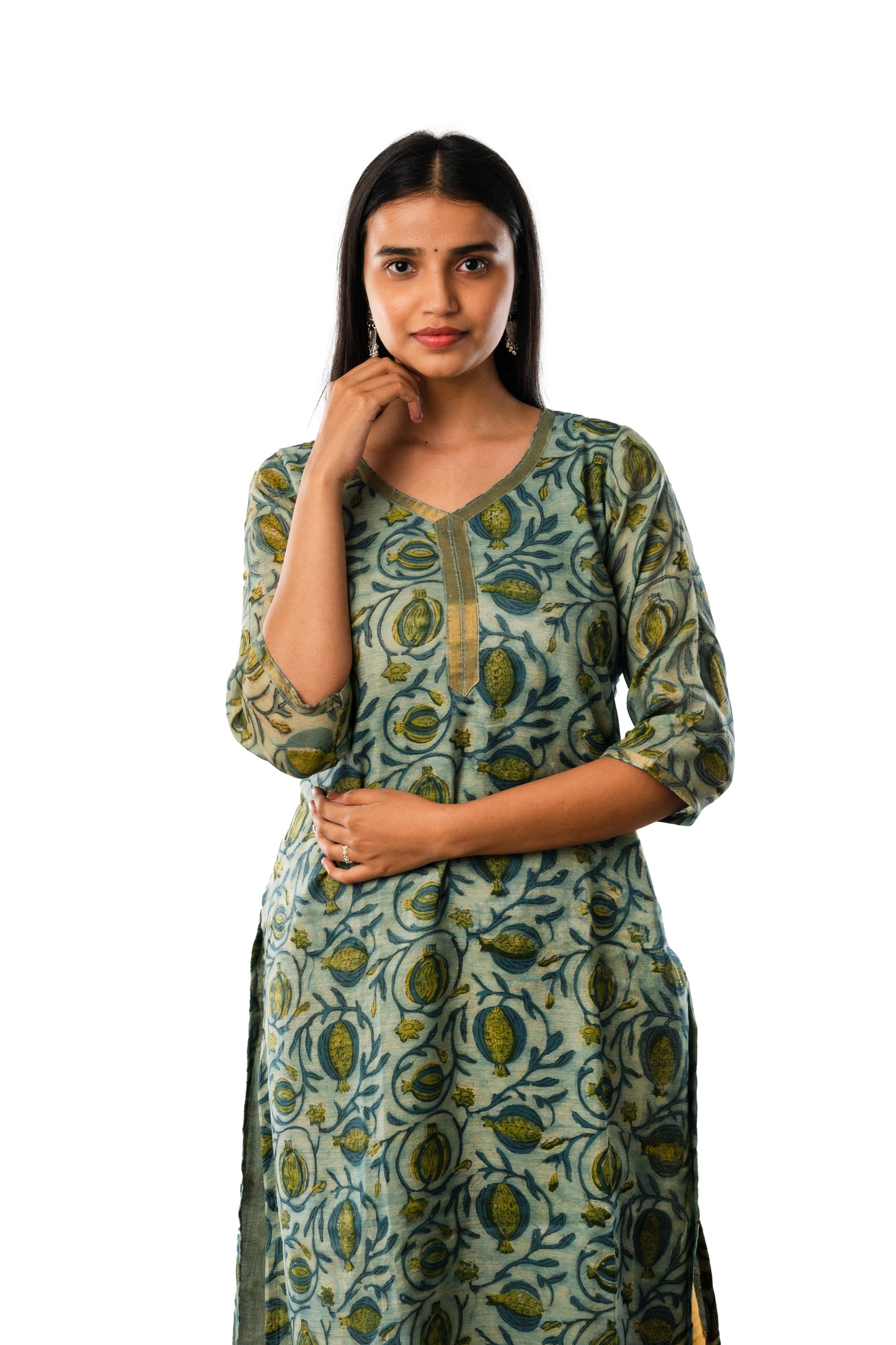 Indigo Chanderi Cotton Vanapsati Ajrakh Kurta