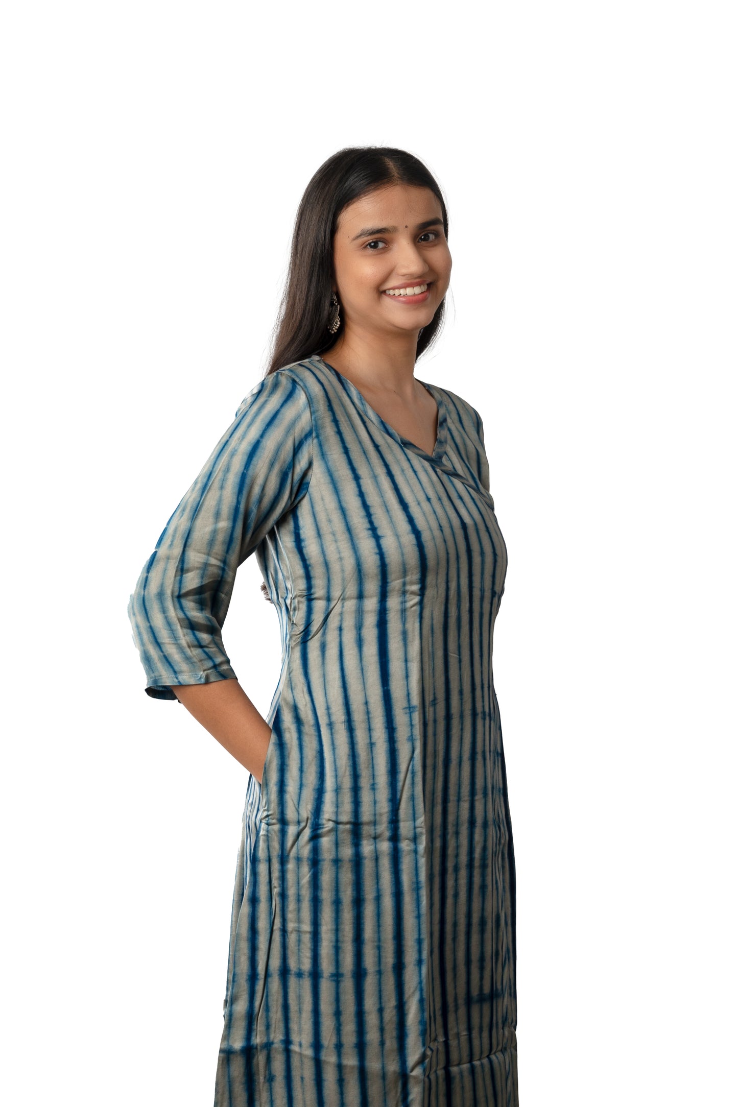 Grey Modal Shibori One Piece Cum Kurta