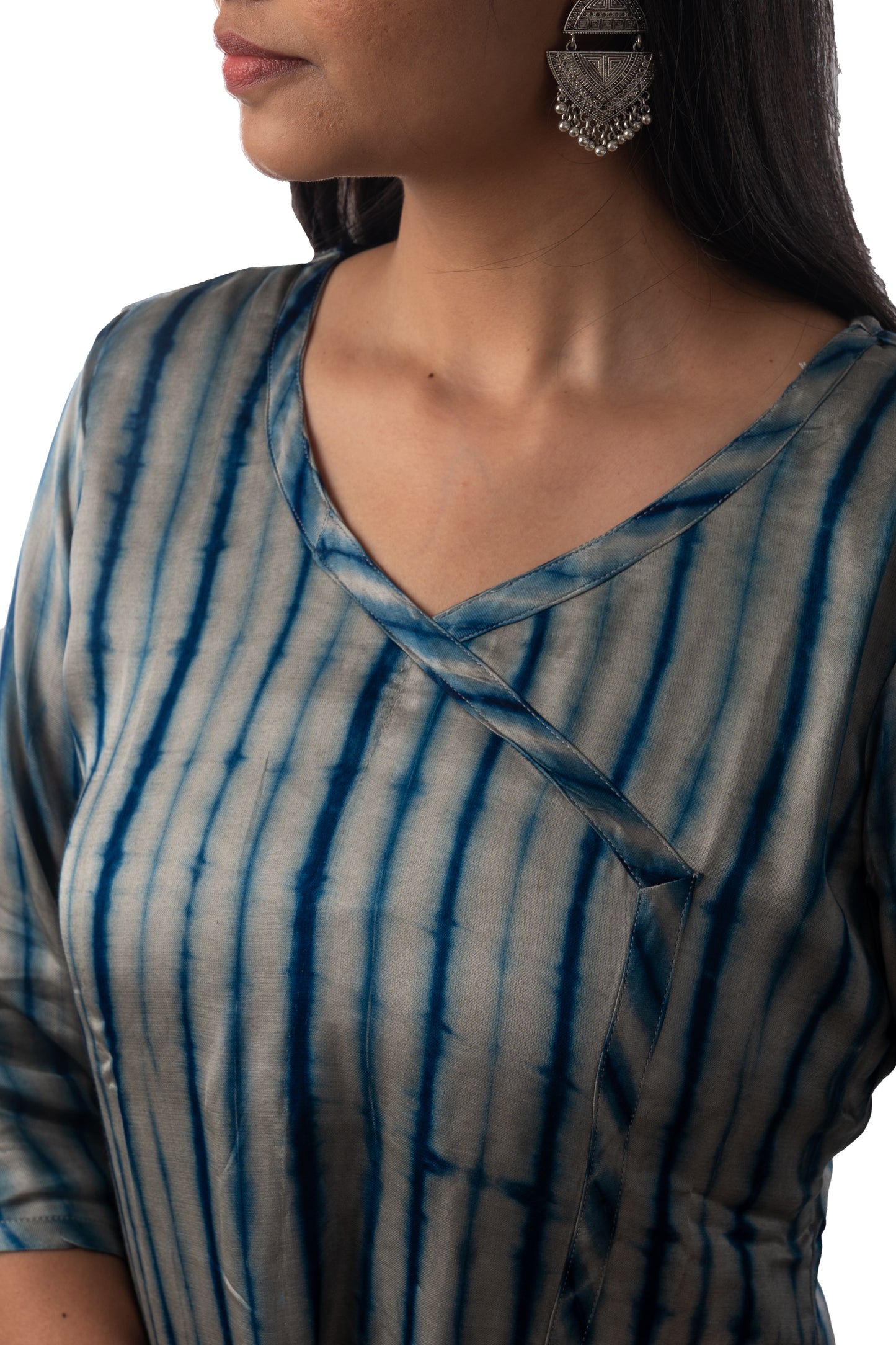 Grey Modal Shibori One Piece Cum Kurta